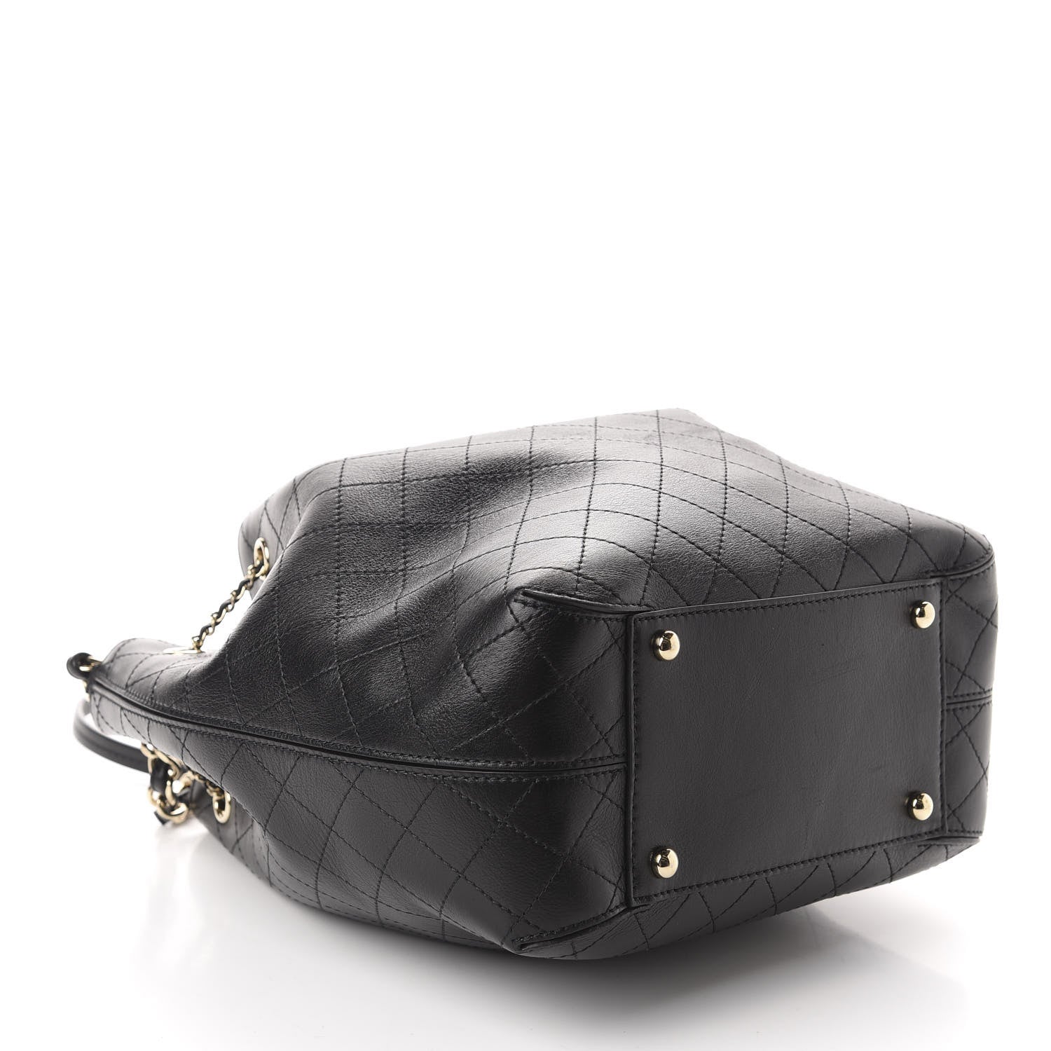 Chanel Calfskin Stitched Drawstring Bag Black 4 of 13