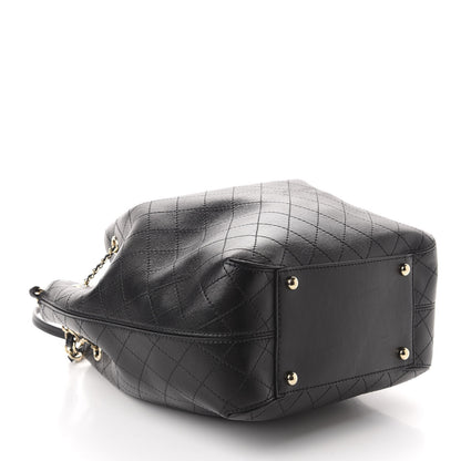 Chanel Calfskin Stitched Drawstring Bag Black 4 of 13