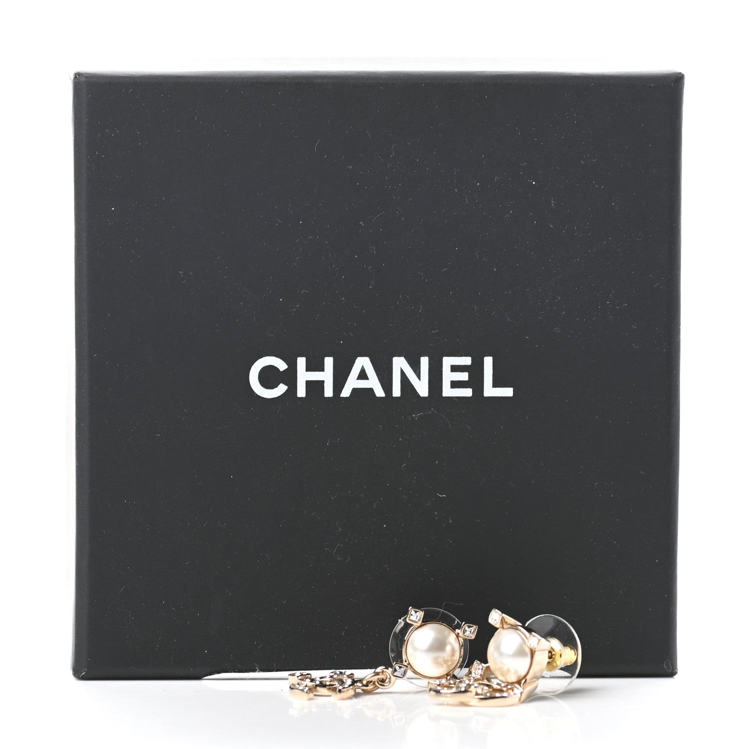 Chanel Crystal Pearl CC Drop Earrings Gold 5 of 5
