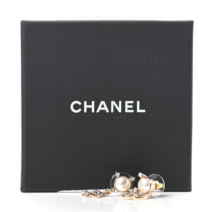 Chanel Crystal Pearl CC Drop Earrings Gold 5 of 5