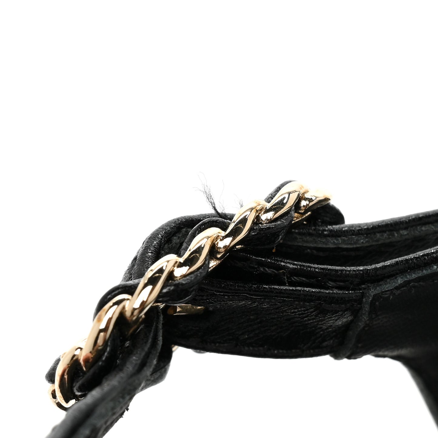Goatskin Chain CC Logo Thong Sandals 39 Black