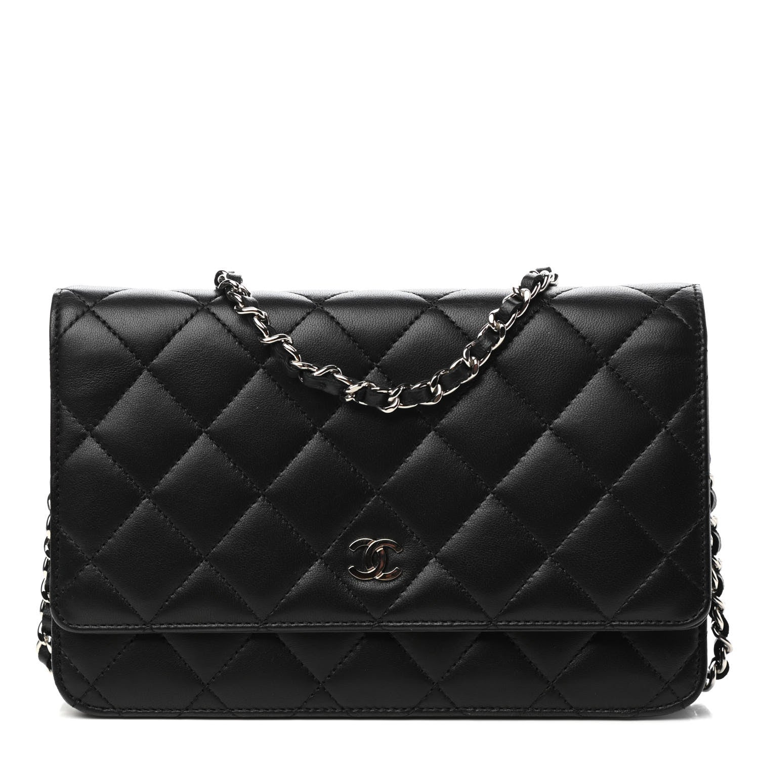 Chanel Lambskin Quilted Wallet On Chain WOC Black 1 of 11