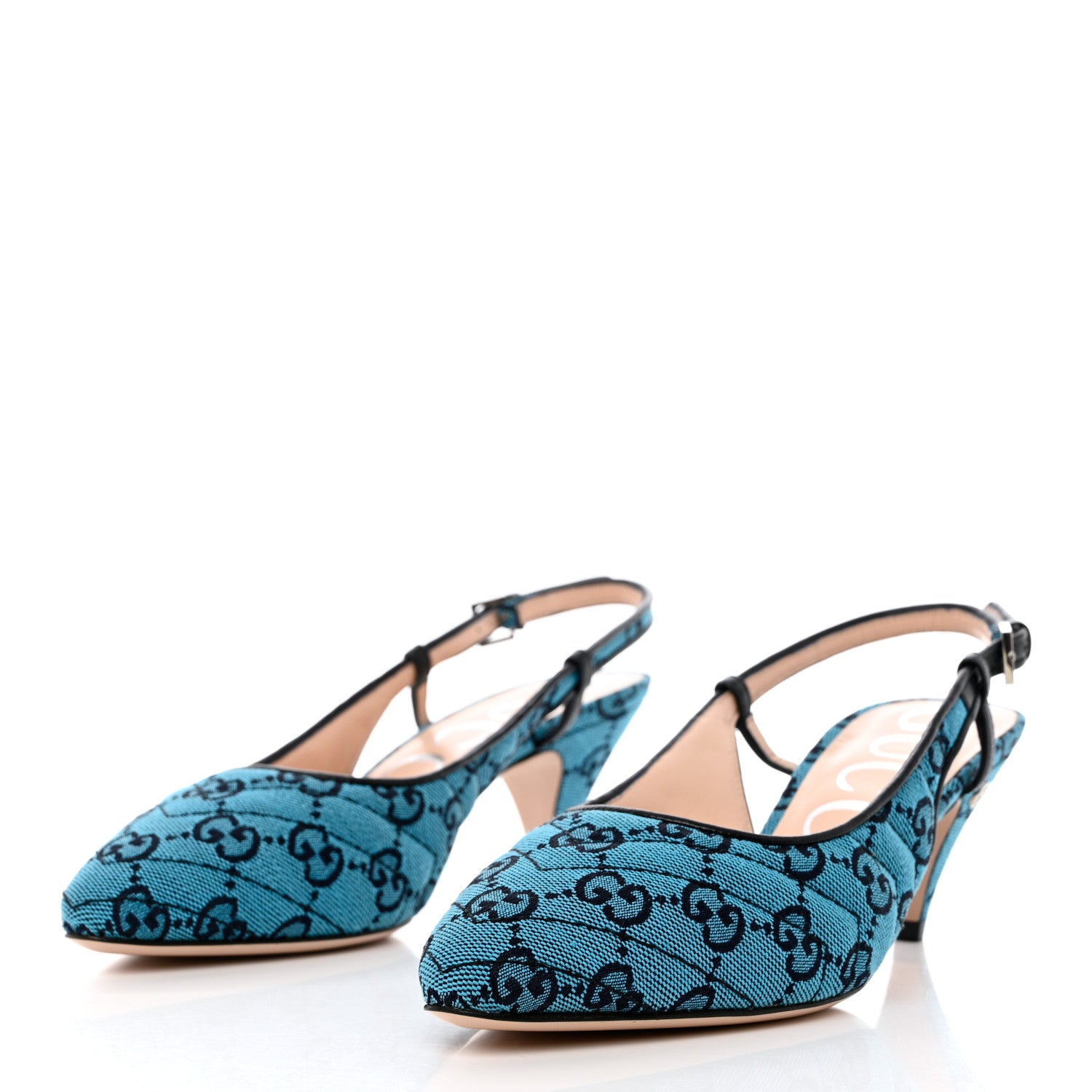 Gucci Monogram Multicolor Matelasse Nappa Double G 55mm Slingback Pumps 36.5 Light Blue 3 of 12