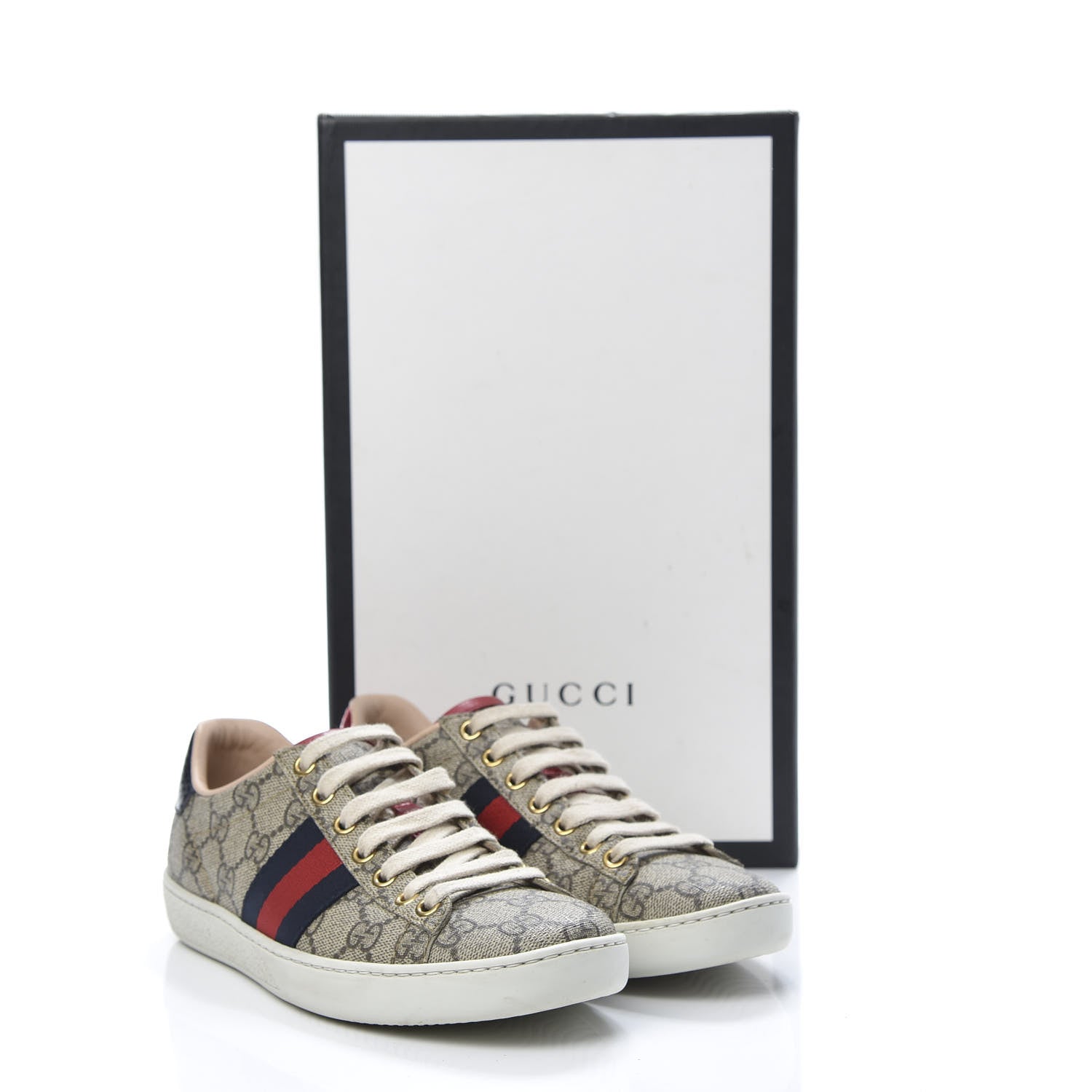 Gucci GG Supreme Monogram Womens Ace Low-Top Sneaker 35 Beige 11 of 11