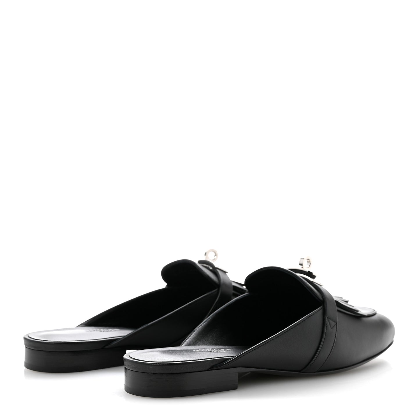 Calfskin Fringe Oz Mules 38.5 Black