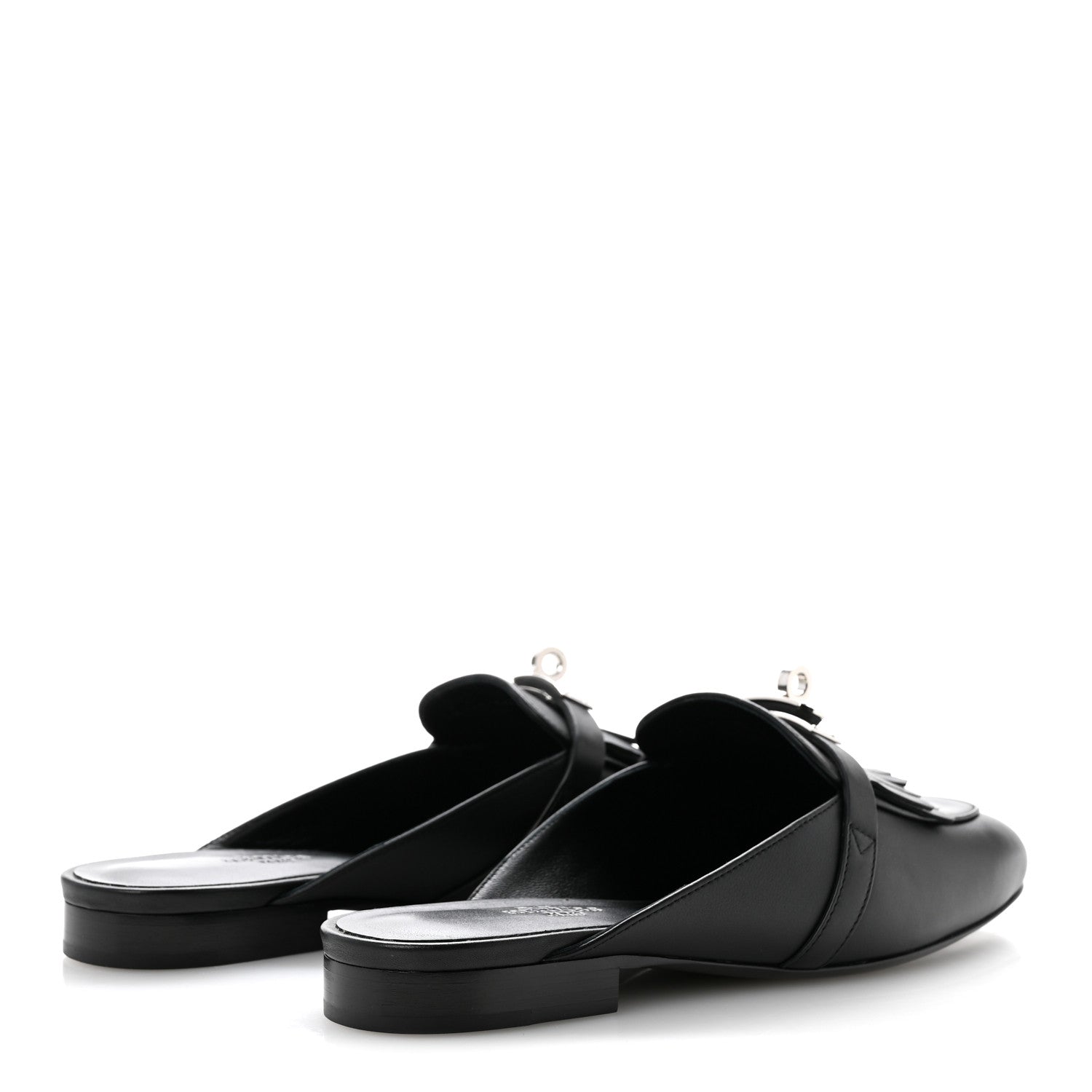Hermes Calfskin Fringe Oz Mules 38.5 Black 5 of 10