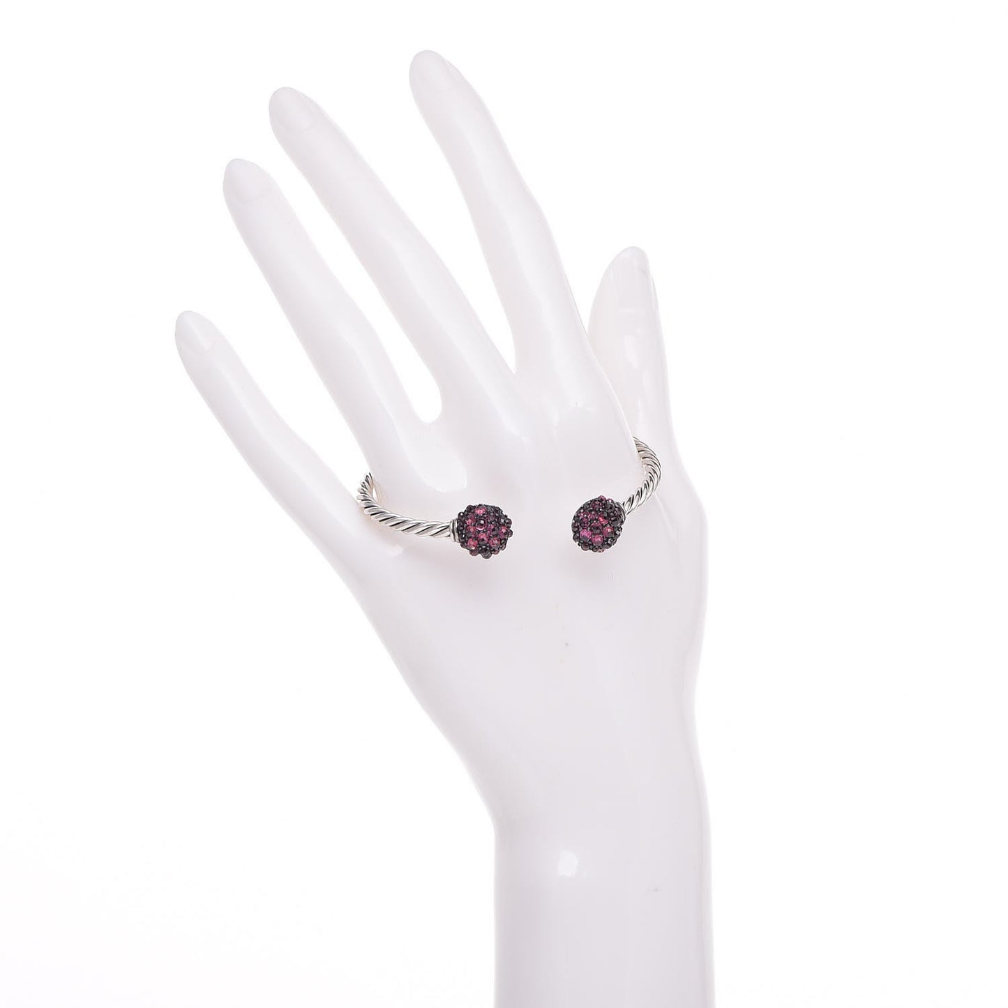 Sterling Silver Garnet Berries Cable Bracelet
