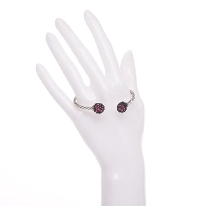 David Yurman Sterling Silver Garnet Berries Cable Bracelet 2 of 5