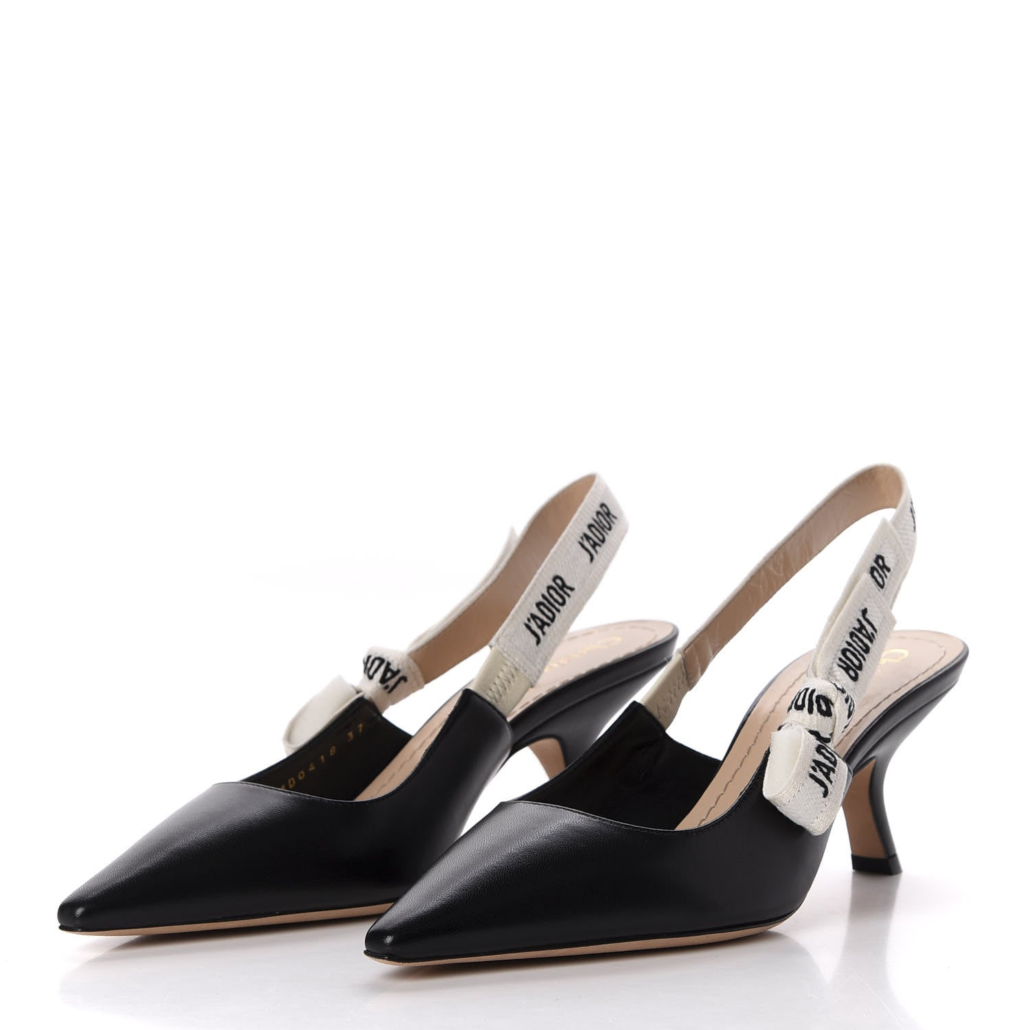 Christian Dior Lambskin Ribbon J'Adior Slingback 65mm Pumps 37 Black 3 of 10