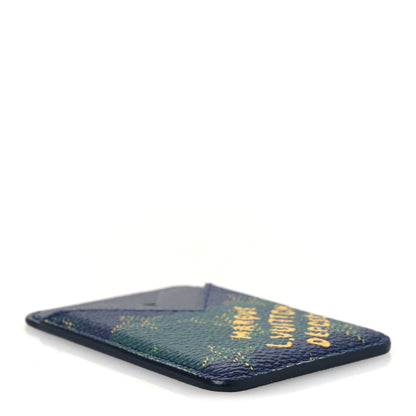 Louis Vuitton Monogram Heritage Magnetic Card Holder Blue Stripes 4 of 6