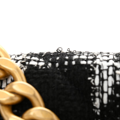 Chanel Tweed Quilted Large Chanel 19 Flap Black White 11 of 11