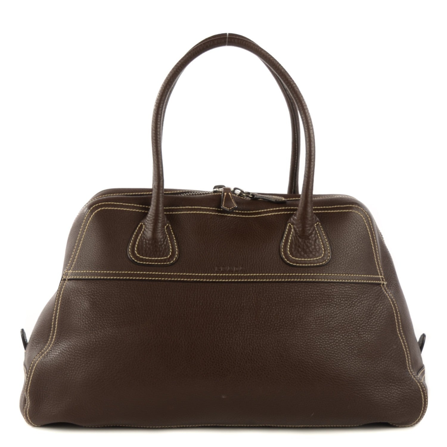 Prada Vitello Daino Frame Bowler Caffe 1 of 10