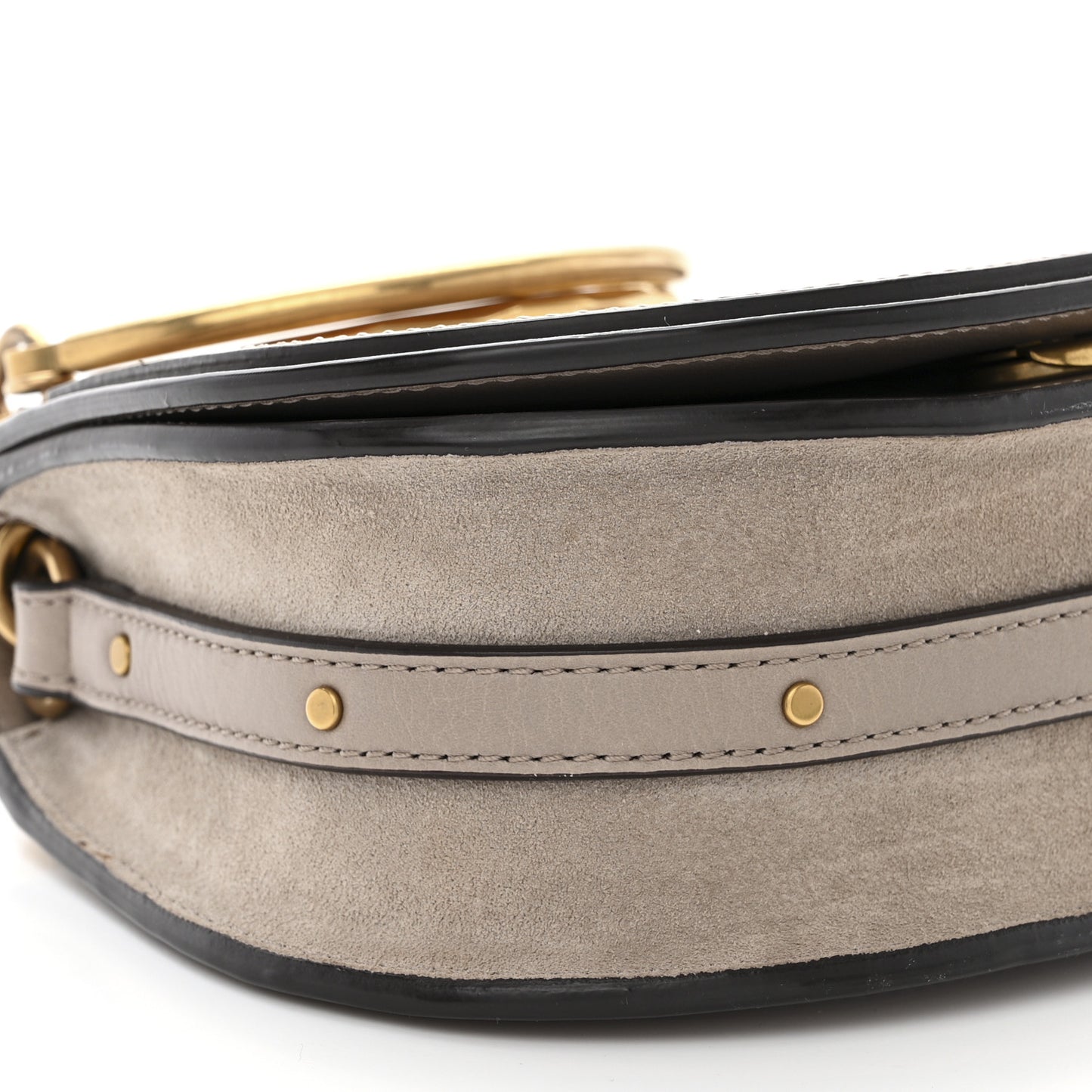 Calfskin Suede Small Nile Bracelet Bag Motty Grey