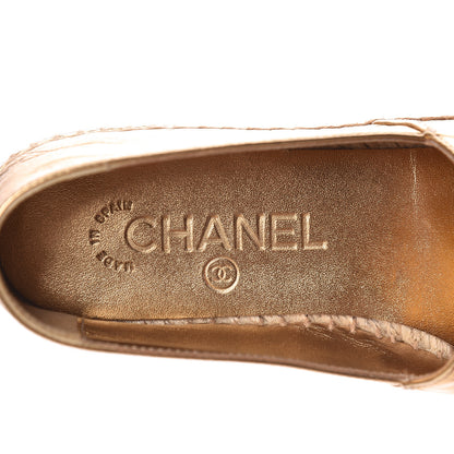 Chanel Laminated Lambskin Grosgrain CC Espadrilles 36 Gold Black 7 of 10
