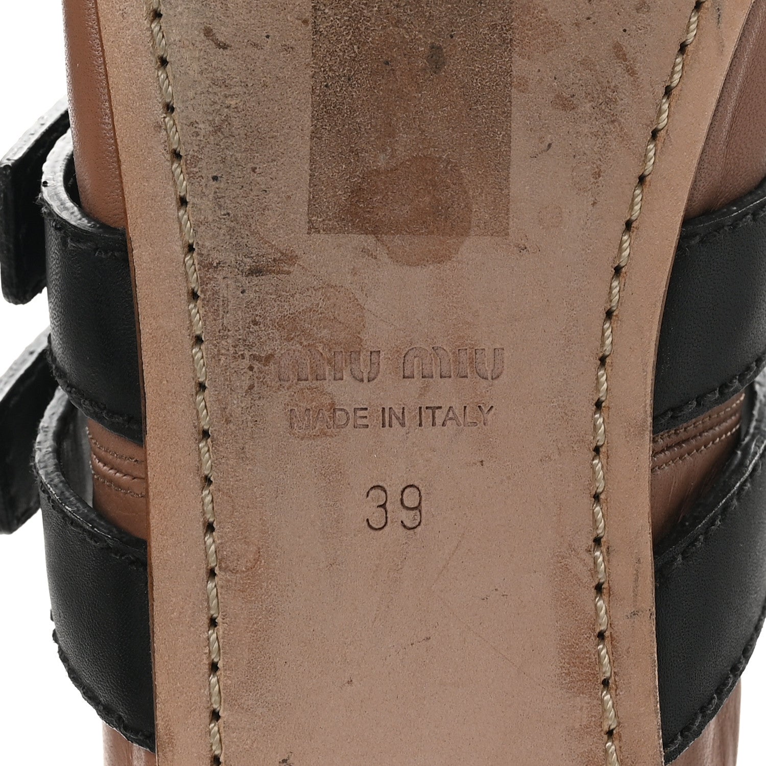 Miu Miu Nappa Double Buckle Ballerina Flats 39 Cammeo Black 8 of 8