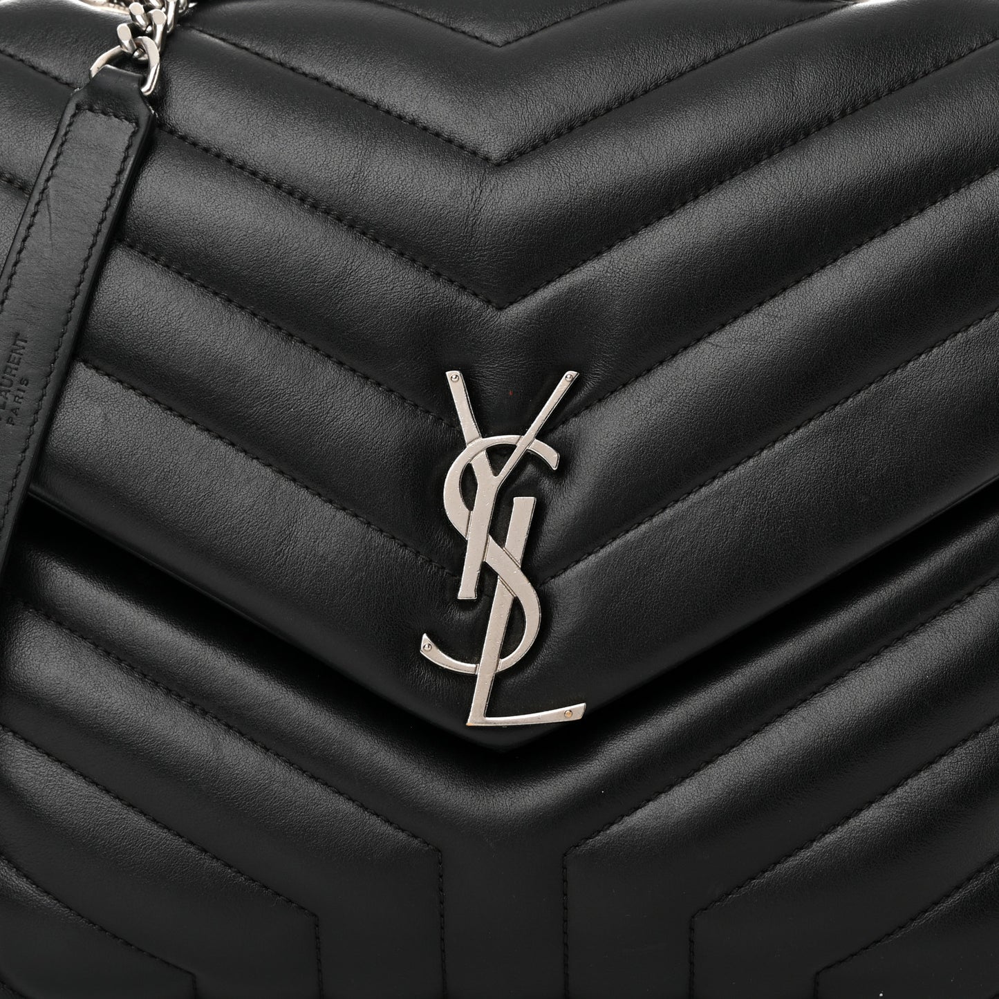 Calfskin Y Quilted Monogram Medium Loulou Satchel Black