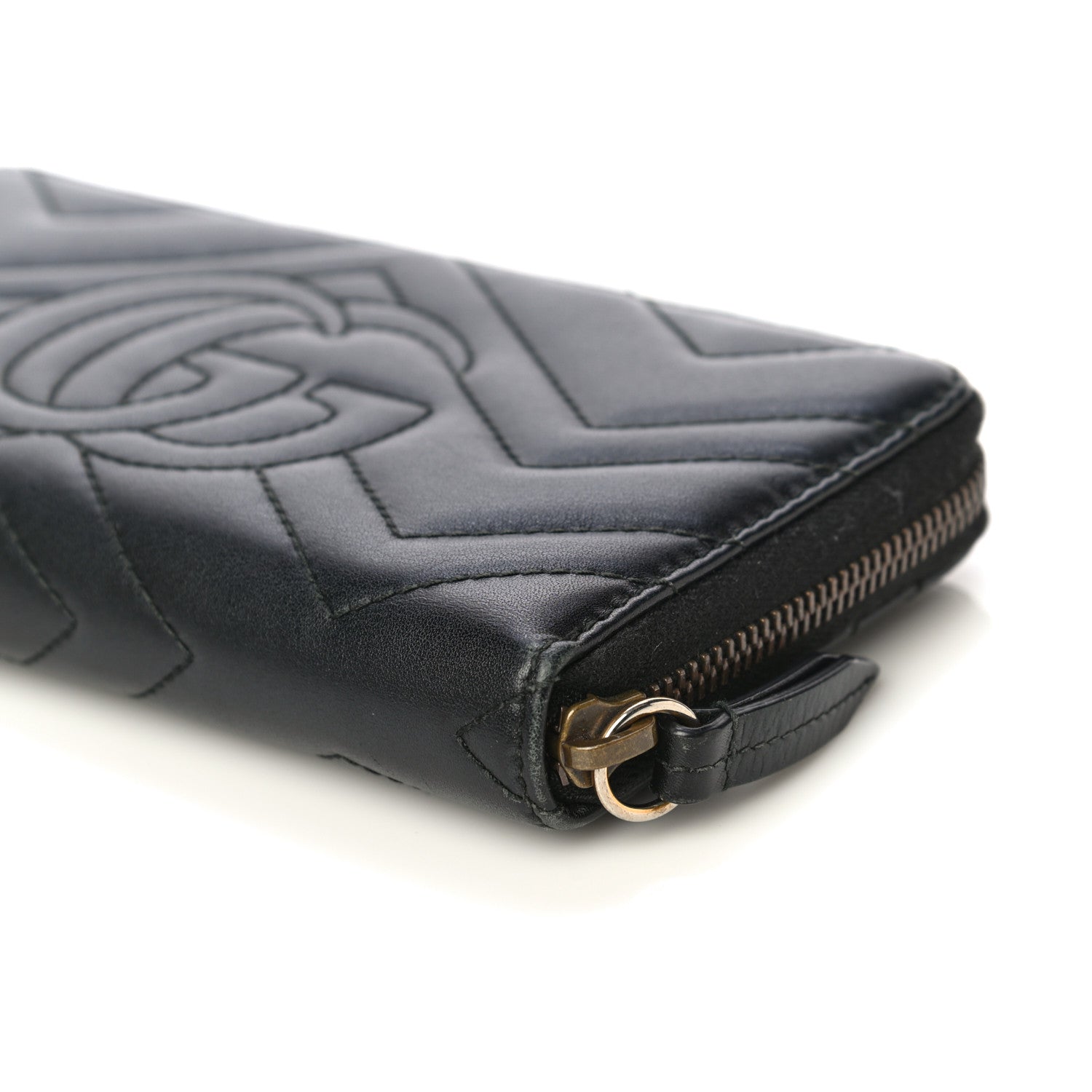 Gucci Calfskin Matelasse GG Marmont Zip Around Wallet Black 11 of 12