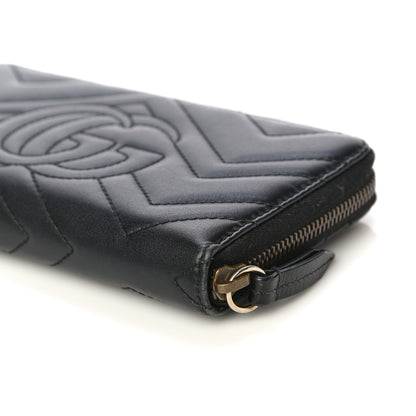 Gucci Calfskin Matelasse GG Marmont Zip Around Wallet Black 11 of 12