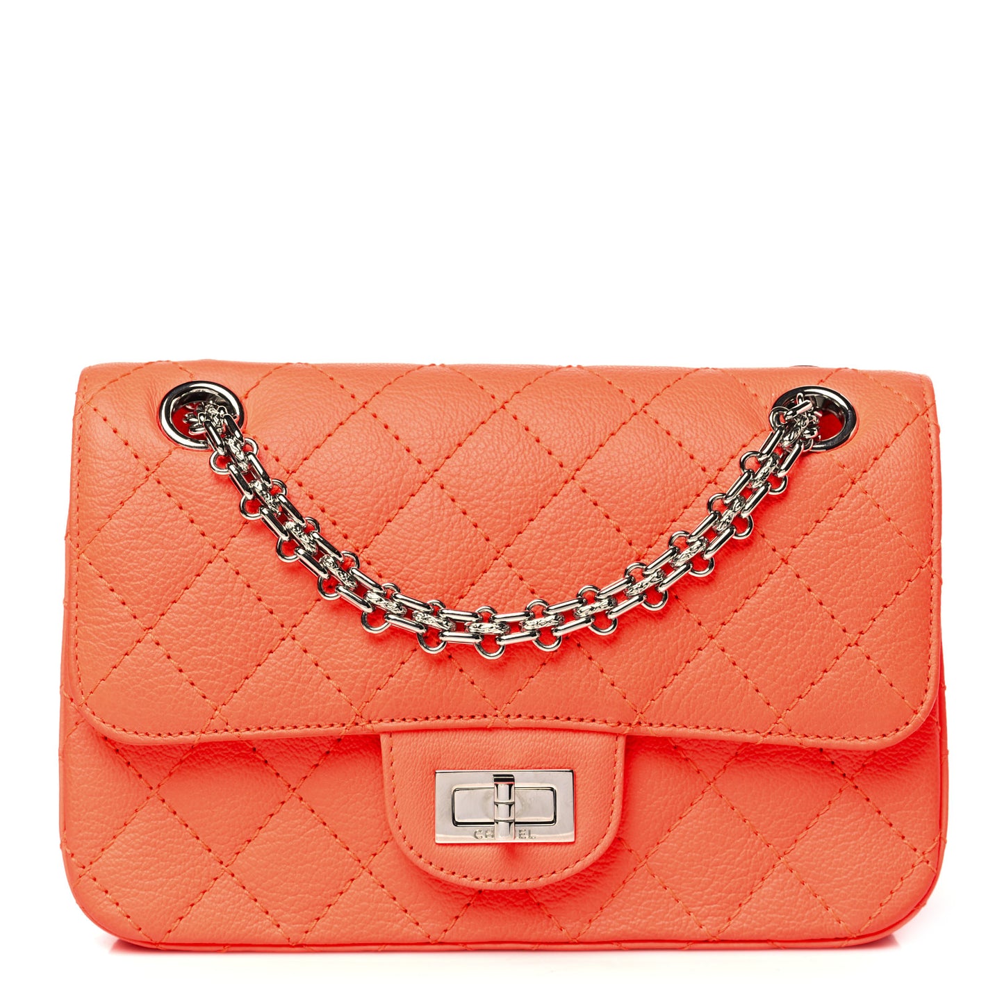 Goatskin Quilted 2.55 Reissue Mini Flap Orange