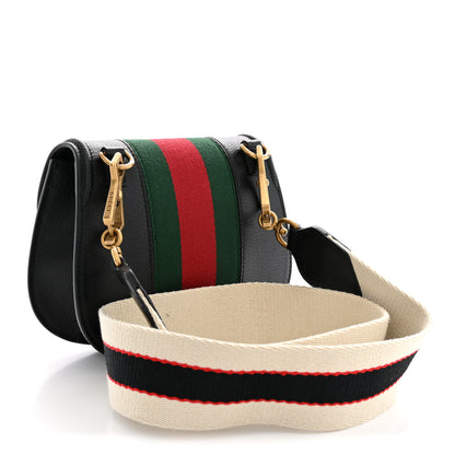 Gucci Calfskin Web Crystal Butterfly Stripe Small Totem Shoulder Bag Black 3 of 11