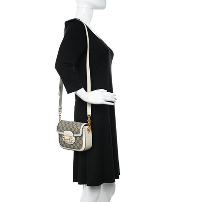 Gucci GG Supreme Monogram Web Mini Horsebit 1955 Shoulder Bag Beige Mystic White 2 of 10