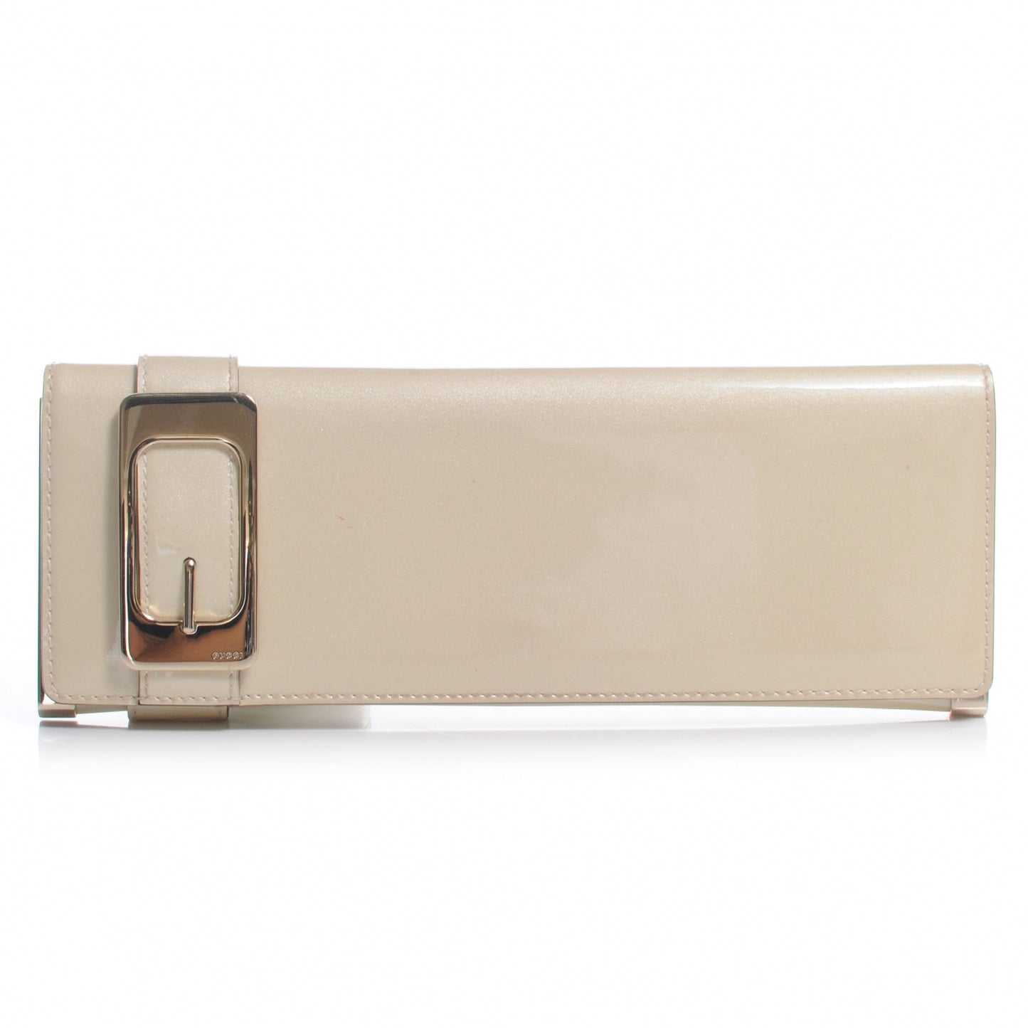 Patent Glitter Buckle Clutch Ivory