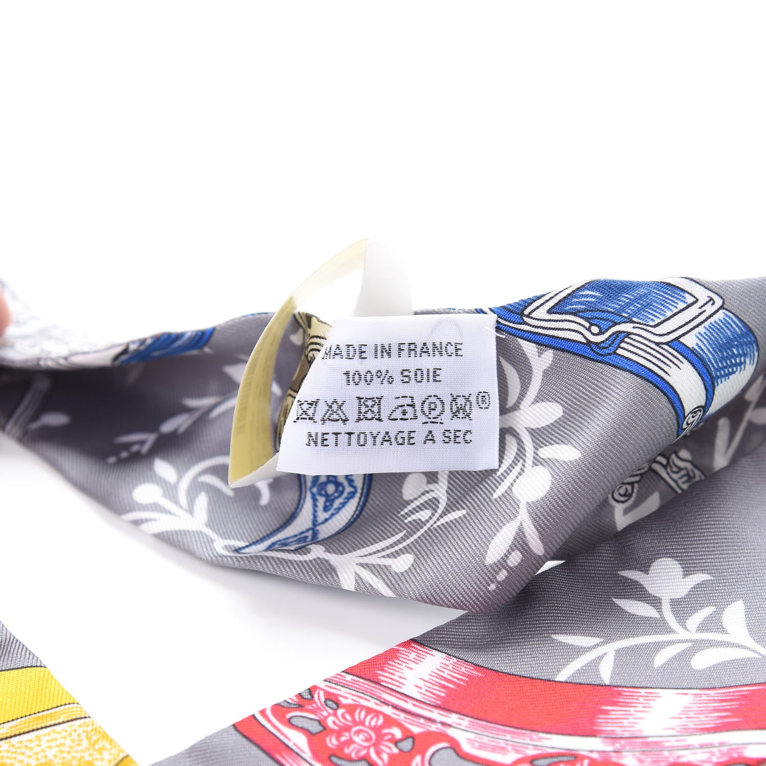 Hermes Silk Etriers Remix Twilly Gris Acier Rouge Jaune 2 of 4