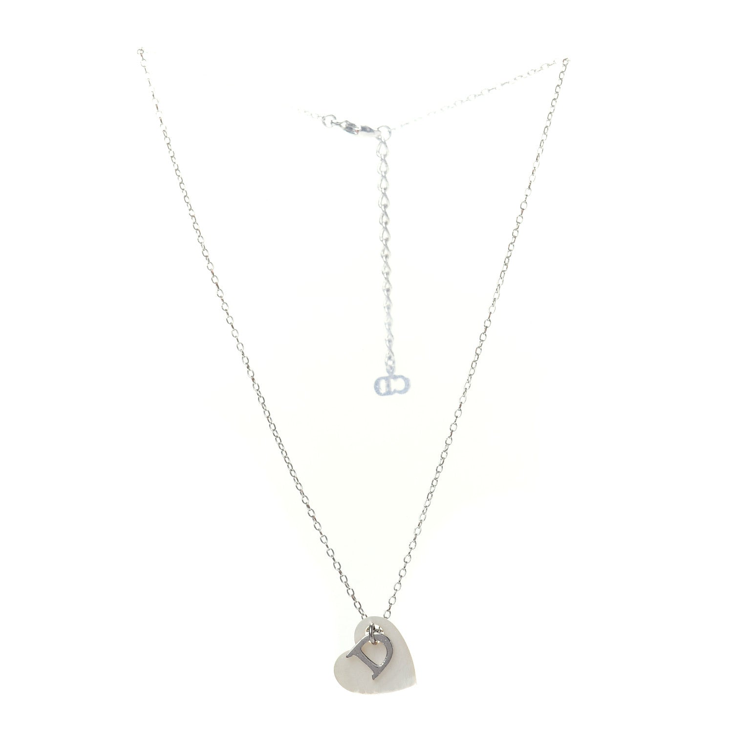 Christian Dior D Heart Necklace Silver 3 of 4