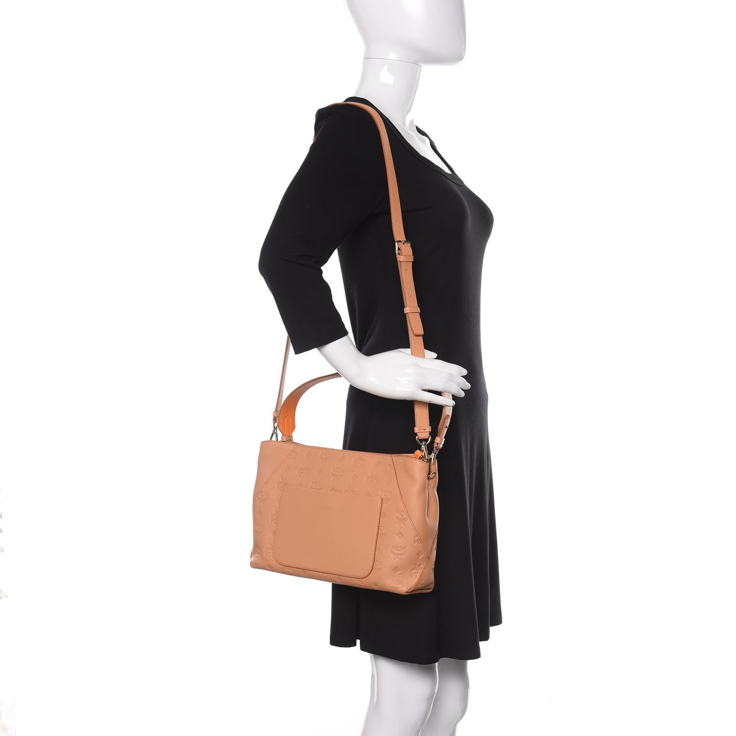 MCM Calfskin Ottomar Monogram Medium Klara Shoulder Bag Sandstone 2 of 10