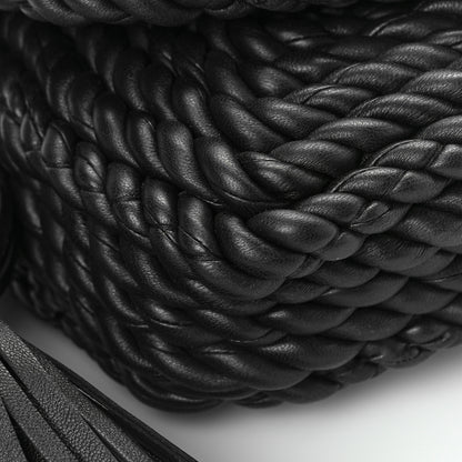 Bottega Veneta Lambskin Torchon Tasseled Twisted Shoulder Bag Black 7 of 8