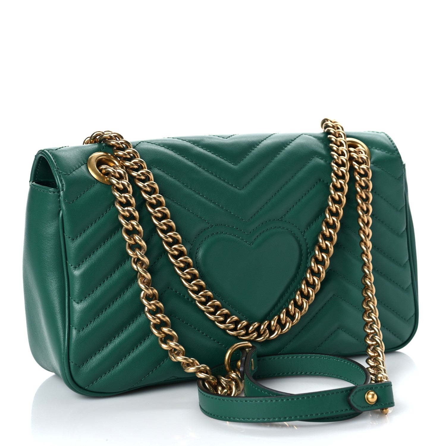 Gucci Calfskin Matelasse Small GG Marmont Shoulder Bag Emerald Green 4 of 10