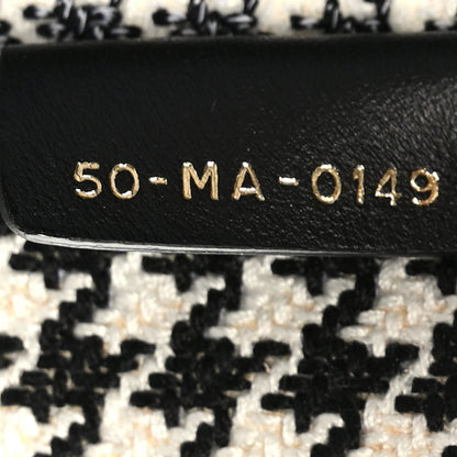 Christian Dior Canvas Houndstooth Embroidered Large Book Tote Black White 7 of 9