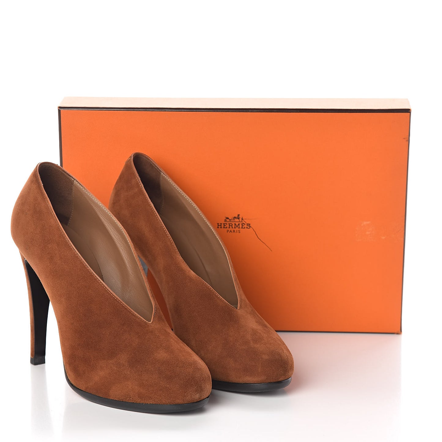 Chevre Velours Escape Florida Pumps 38.5 Cognac