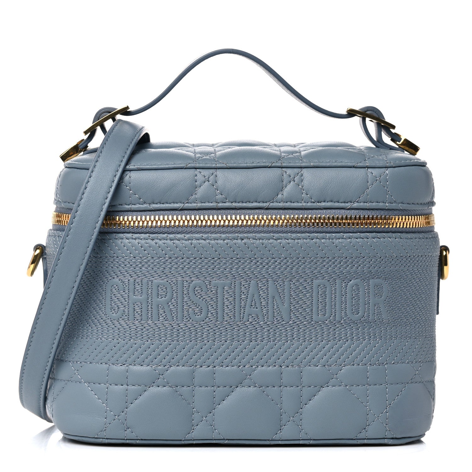 Christian Dior Lambskin Cannage Small Diortravel Vanity Case Cloud Blue 1 of 11