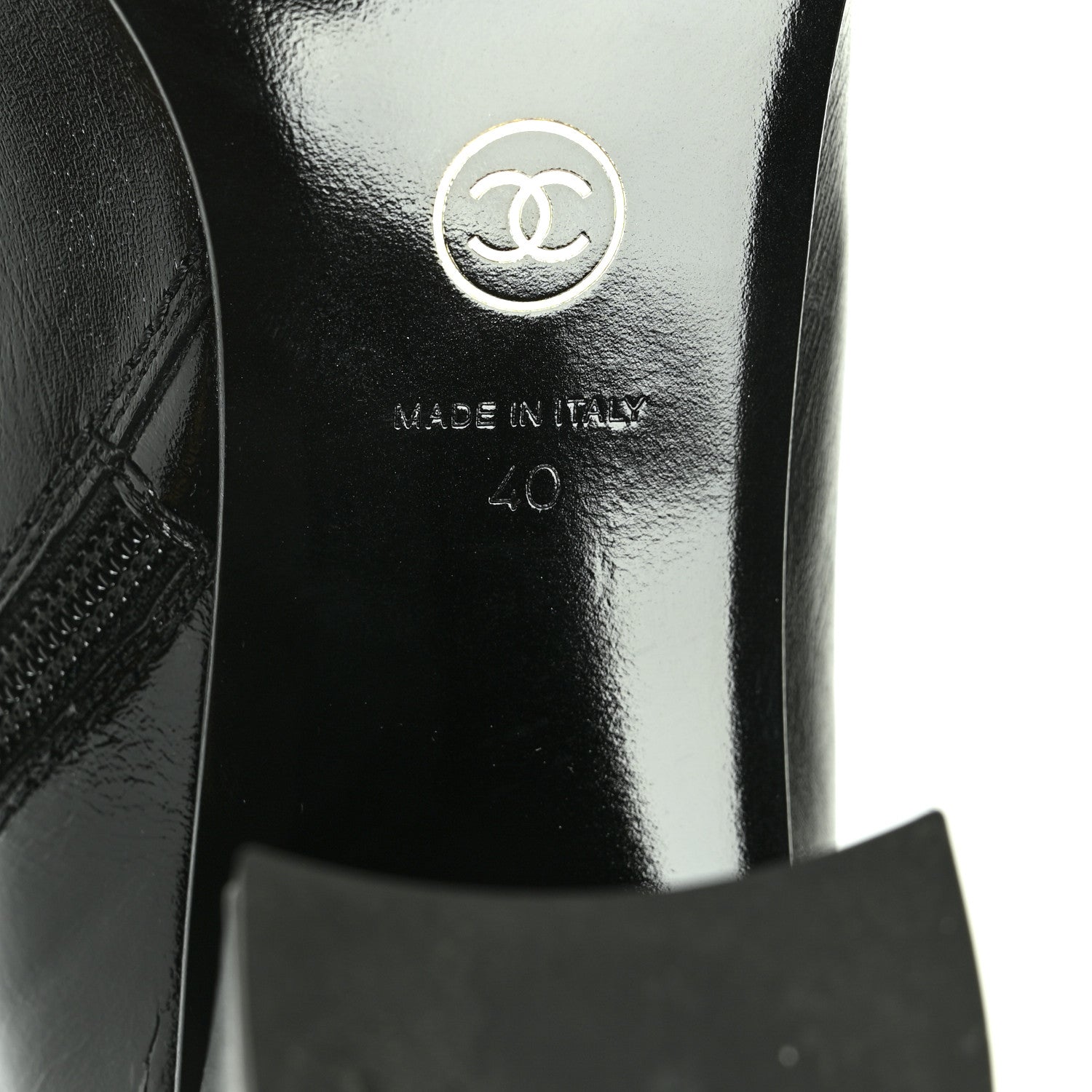 Chanel Crumpled Calfskin Cap Toe Chain Short Boots 40 Black 6 of 7