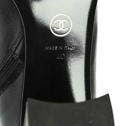 Chanel Crumpled Calfskin Cap Toe Chain Short Boots 40 Black 6 of 7