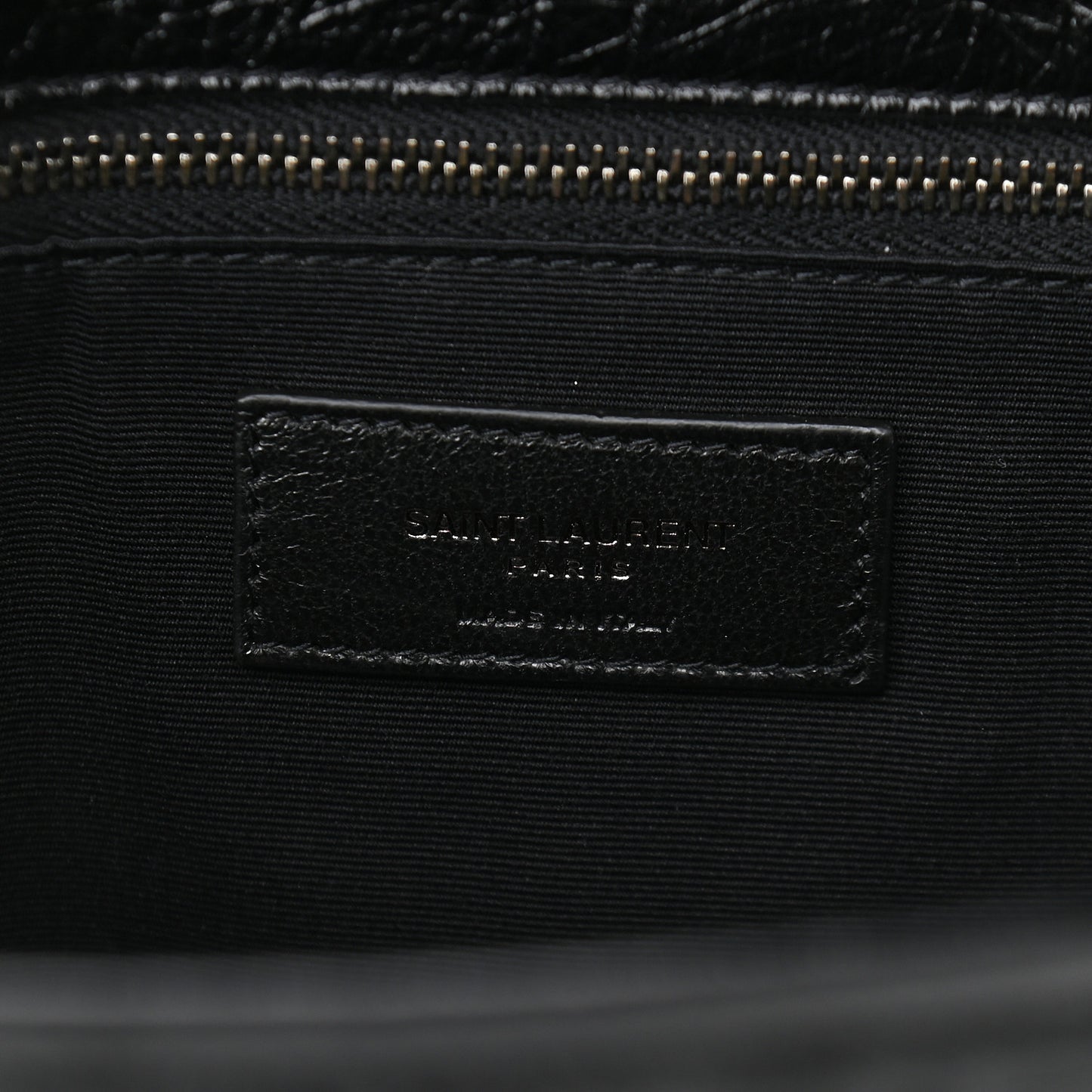 Crinkled Calfskin Matelasse Monogram Large Niki Chain Satchel Black