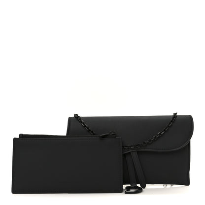 Christian Dior Ultra Matte Calfskin Saddle Chain Wallet Pouch Black 3 of 13