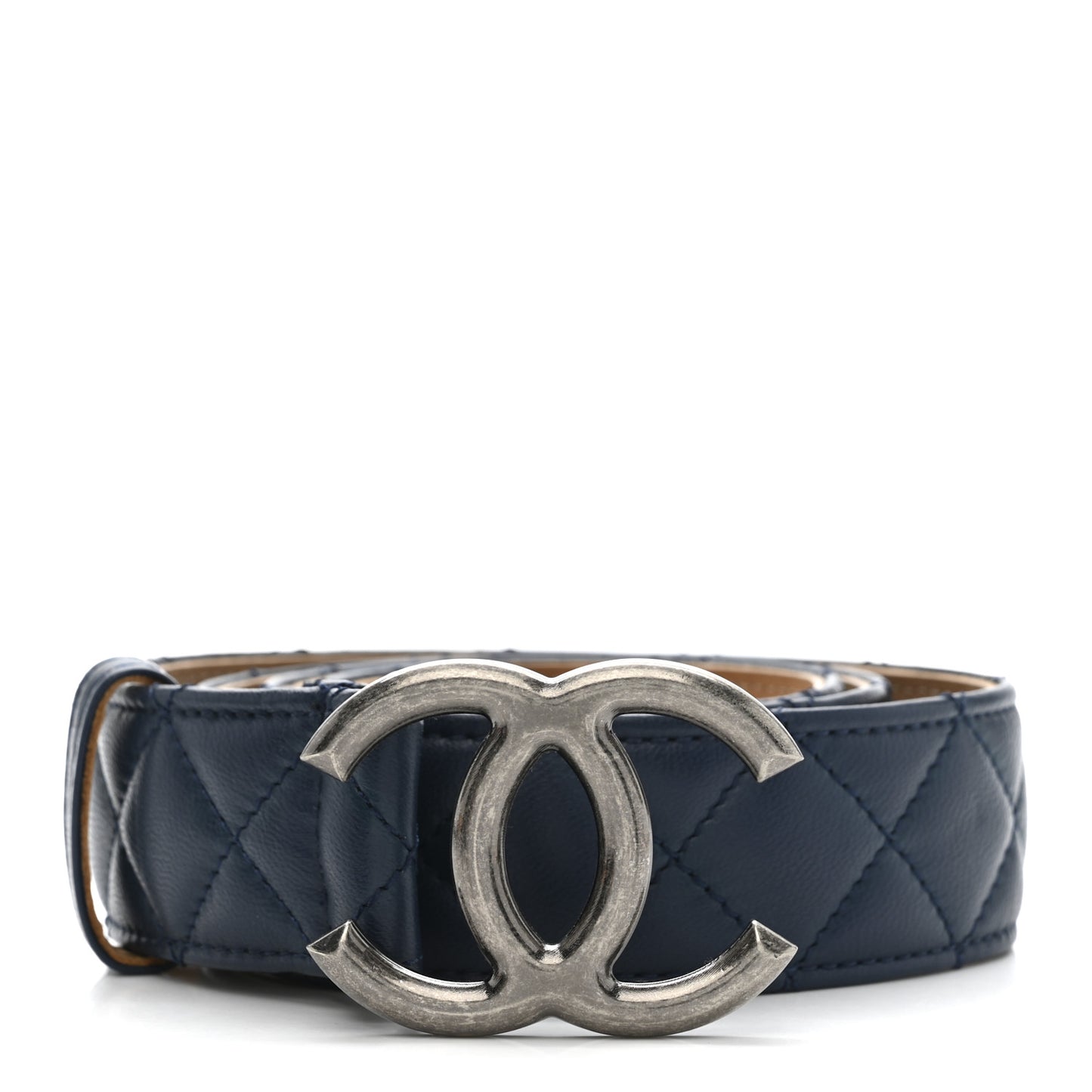 Lambskin Quilted CC Belt 90 36 Blue