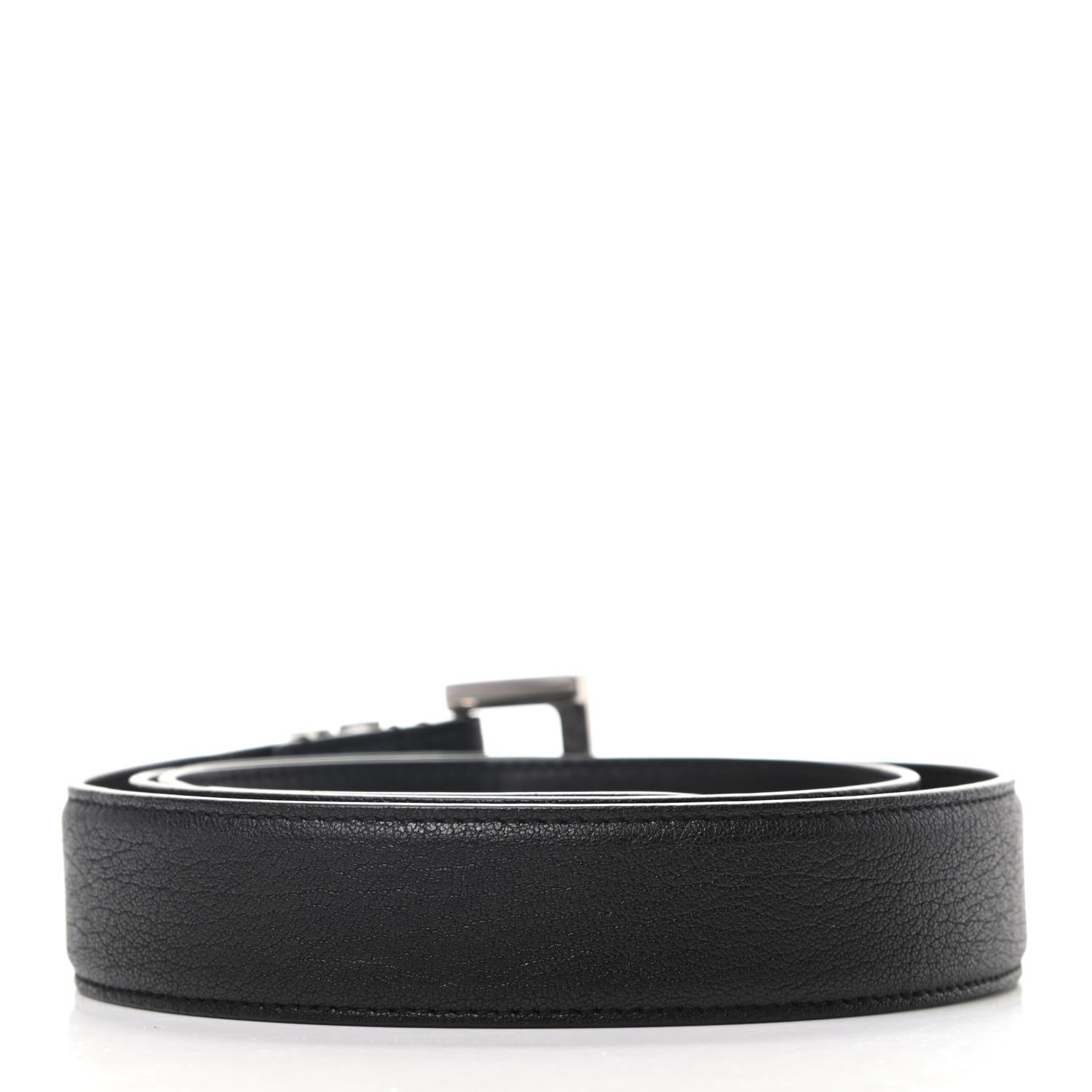 Saint Laurent Goatskin Monogram Cassandre Square Buckle Belt 90 36 Black 2 of 6