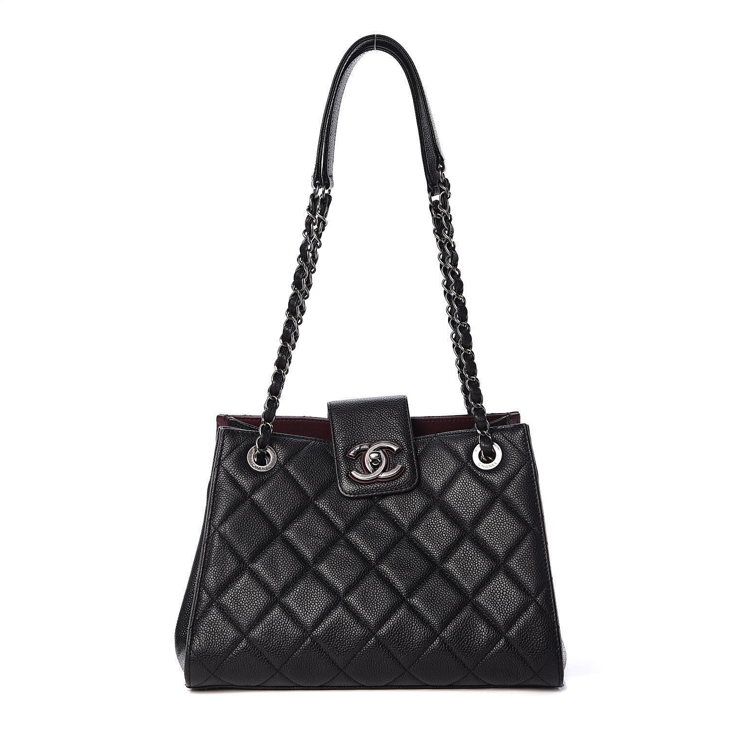 Chanel Caviar Quilted Medium CC Accordion Shopping Bag Black 1 of 13