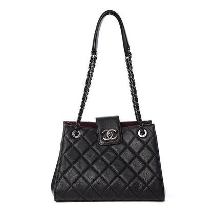 Chanel Caviar Quilted Medium CC Accordion Shopping Bag Black 1 of 13