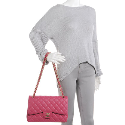Chanel Lambskin Quilted Jumbo Double Flap Pink 2 of 8