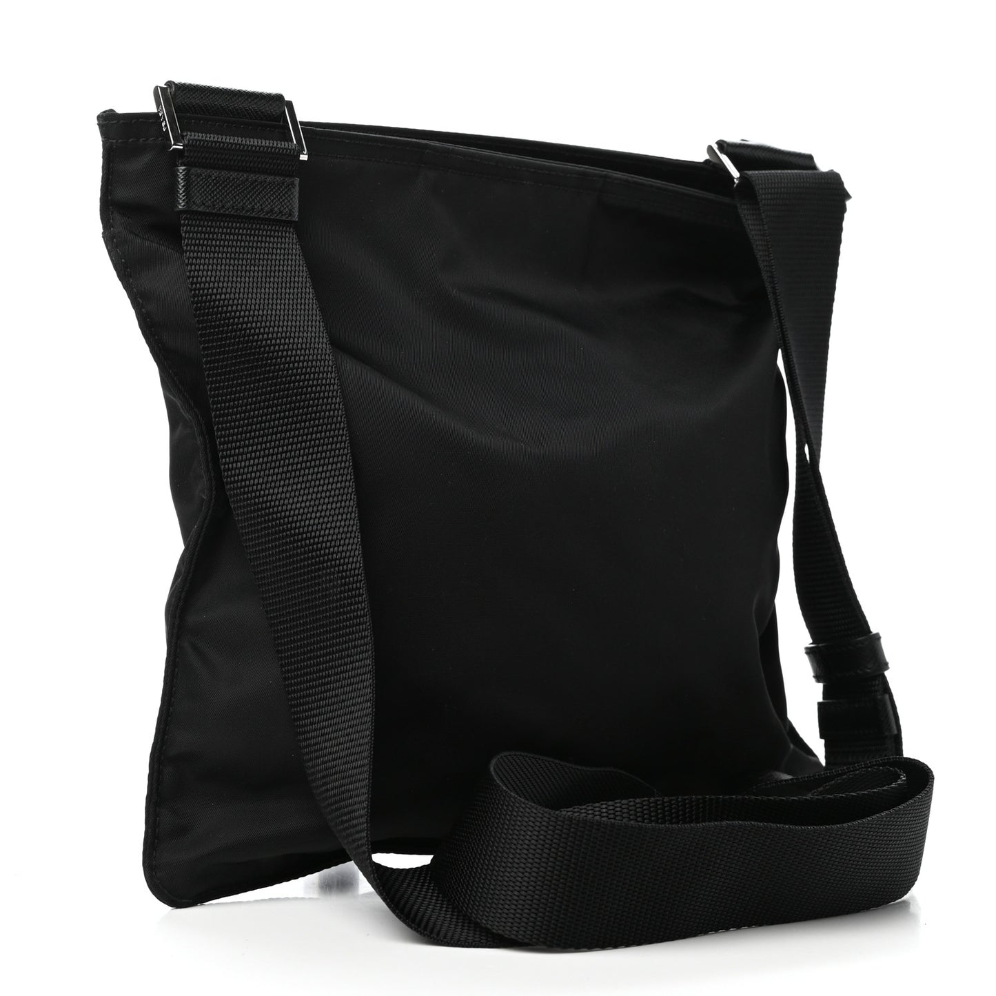 Tessuto Nylon Saffiano Flat Messenger Bag Black