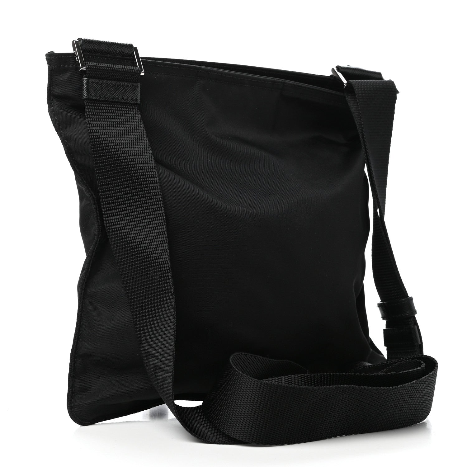 Prada Tessuto Nylon Saffiano Flat Messenger Bag Black 3 of 8