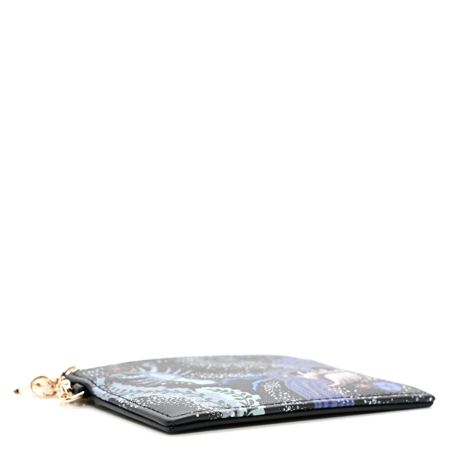 Christian Dior Calfskin Printed Nature Ballet Lady Dior Card Holder Blue 4 of 7