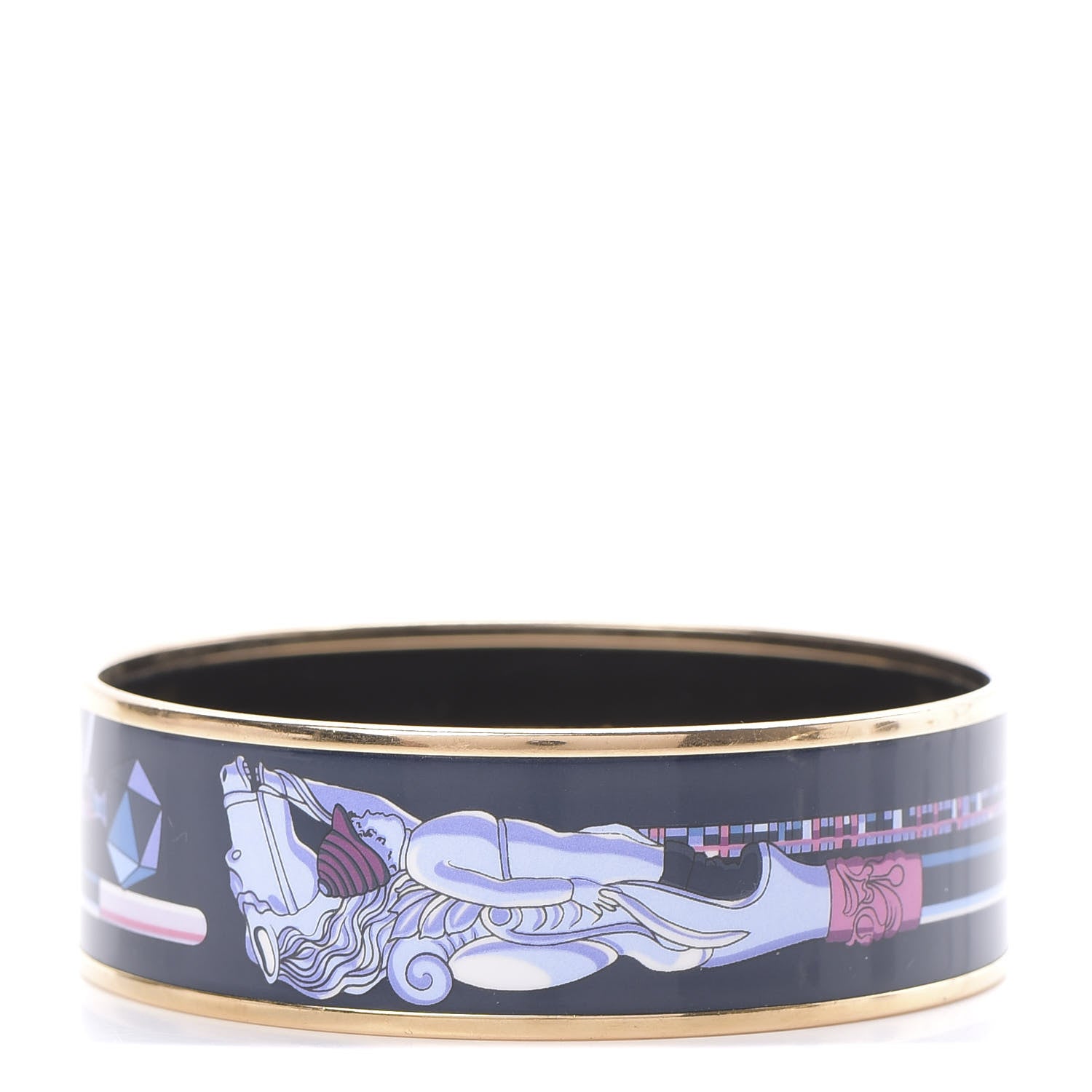 Hermes Enamel Printed Wide Les Cannes Bracelet 70 Arts and Crafts 1 of 5