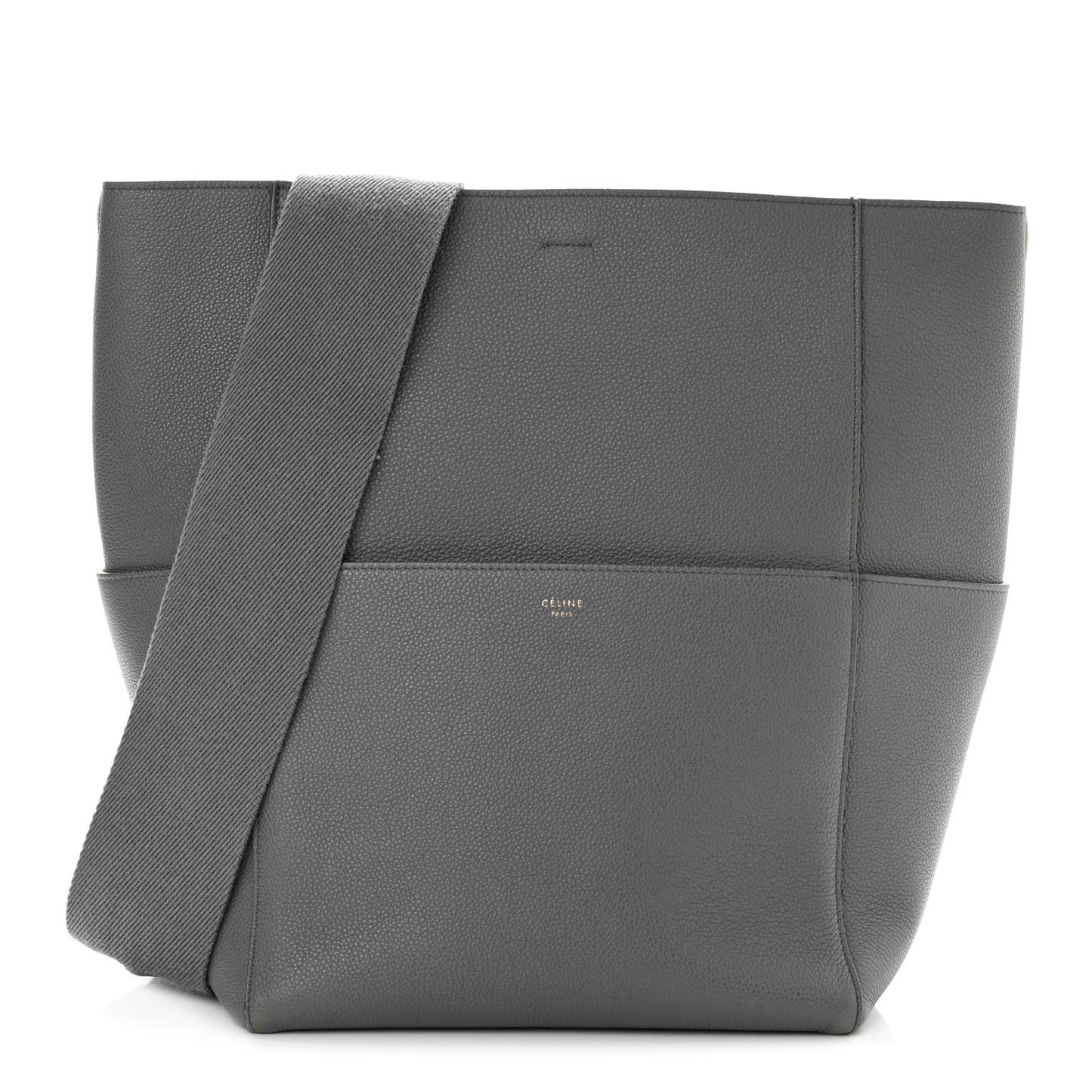 Soft Grained Calfskin Sangle Bucket Bag Kohl