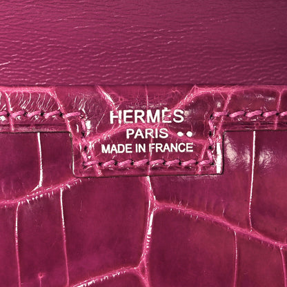 Hermes Shiny Niloticus Crocodile Jige Elan 29 Clutch Rose Scheherazade 6 of 10