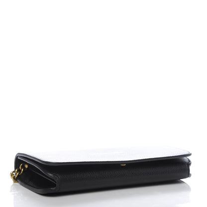 Balenciaga Grained Calfskin Logo Cash Continental Wallet on Chain Black White 4 of 9